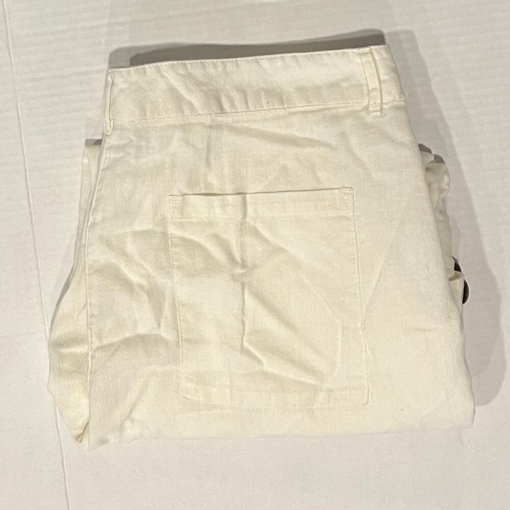 Sundance Women's‎ 10 White Cotton/Linen Cut-Out Straight Leg Pants